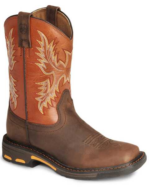 Ariat Boys' Earth Workhog Western Boots - Square Toe, Earth, hi-res