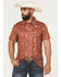 Image #1 - Rock & Roll Denim Men's Cactus Print Short Sleeve Button-Down Polo, Rust Copper, hi-res