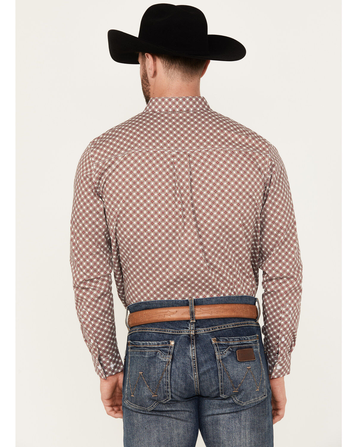 Image #4 - RANK 45® Men's Wellington Geo Print Long Sleeve Button-Down Western Shirt, Royal Blue, hi-res