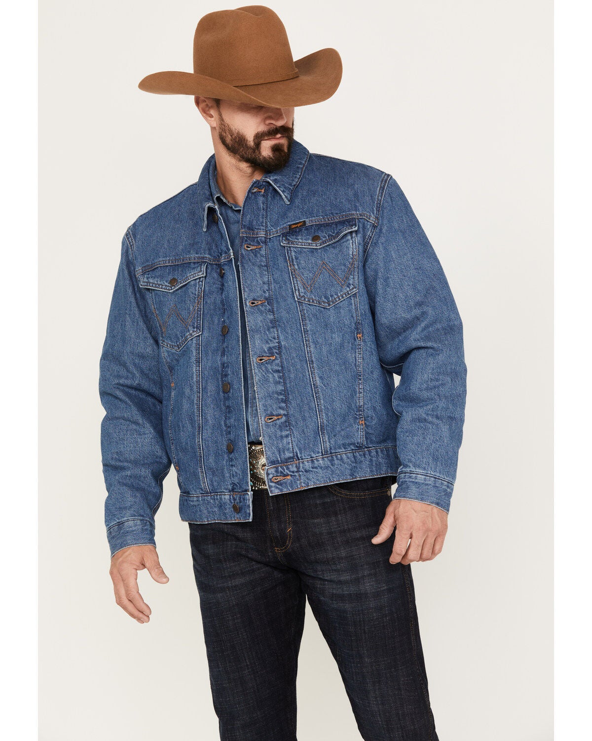 Wrangler Men's Serape Lined Denim Jacket, Blue, hi-res