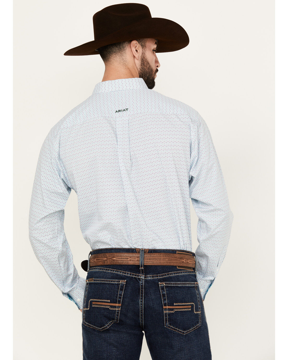 Image #4 - Ariat Men's Kolton Geo Print Long Sleeve Button-Down Western Shirt, White, hi-res