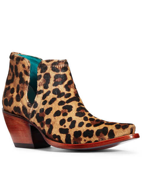 Ariat Women's Dixon Hair-On Leopard Print Fashion Booties - Snip Toe, Brown, hi-res
