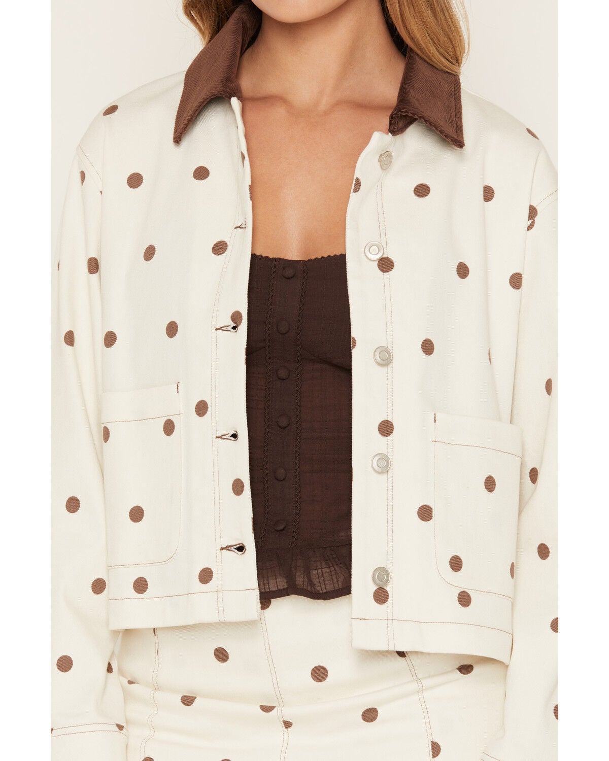 Image #3 - Cleo + Wolf Women's Polka Dot Shacket, Ivory, hi-res