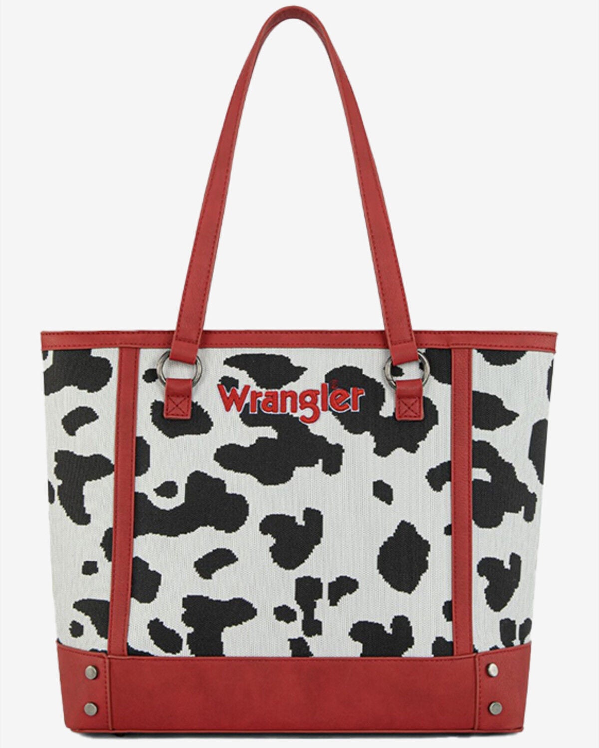 Image #1 - Wrangler Women's Cow Print Tote Bag, Red, hi-res