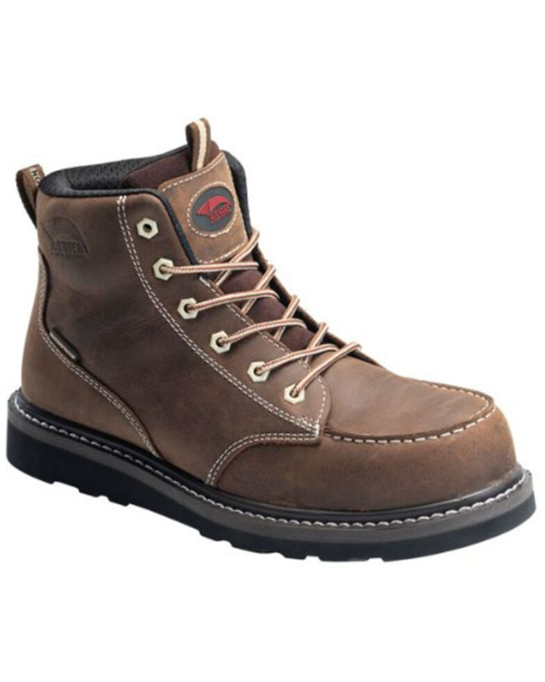 Avenger Men's 7509 Waterproof Mid Wedge Work Boots - Carbon Safety Toe, Brown, hi-res