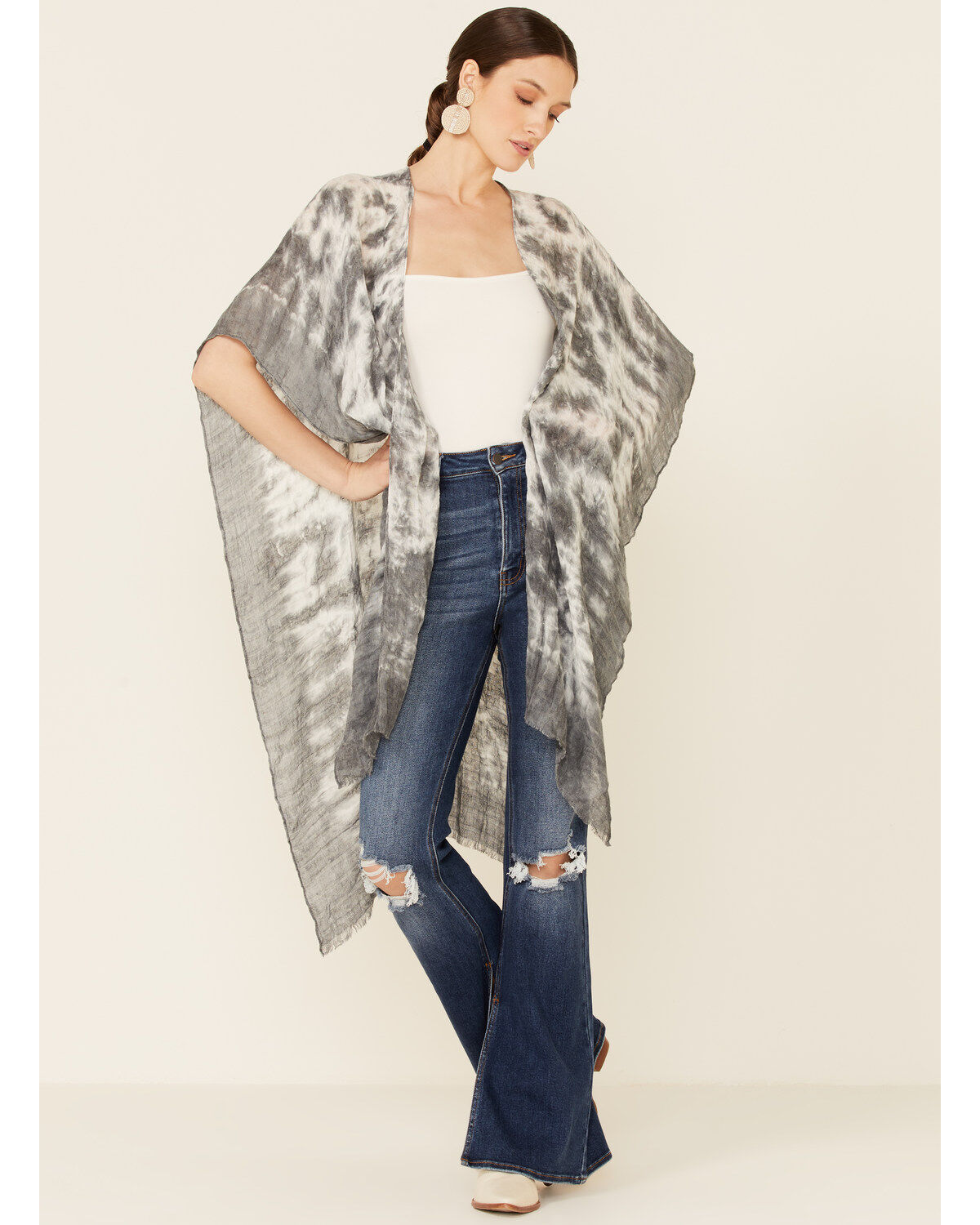 Image #2 - Shyanne Women's Tie Dye Shawl , Charcoal, hi-res