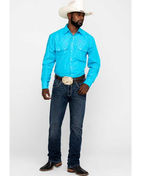 Image #6 - Resistol Men's Turquoise Sam Striped Long Sleeve Western Shirt , , hi-res