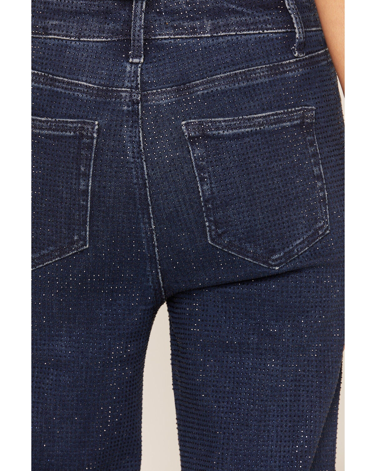 Image #4 - Rodeo Quincy X Boot Barn Women's Rhinestone Cowboy Dark Wash High Rise Wide Leg Stretch Denim Jeans, Dark Wash, hi-res