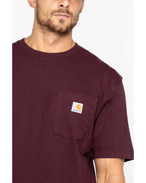 Image #5 - Carhartt Men's Loose Fit Heavyweight Logo Pocket Work T-Shirt, Port, hi-res