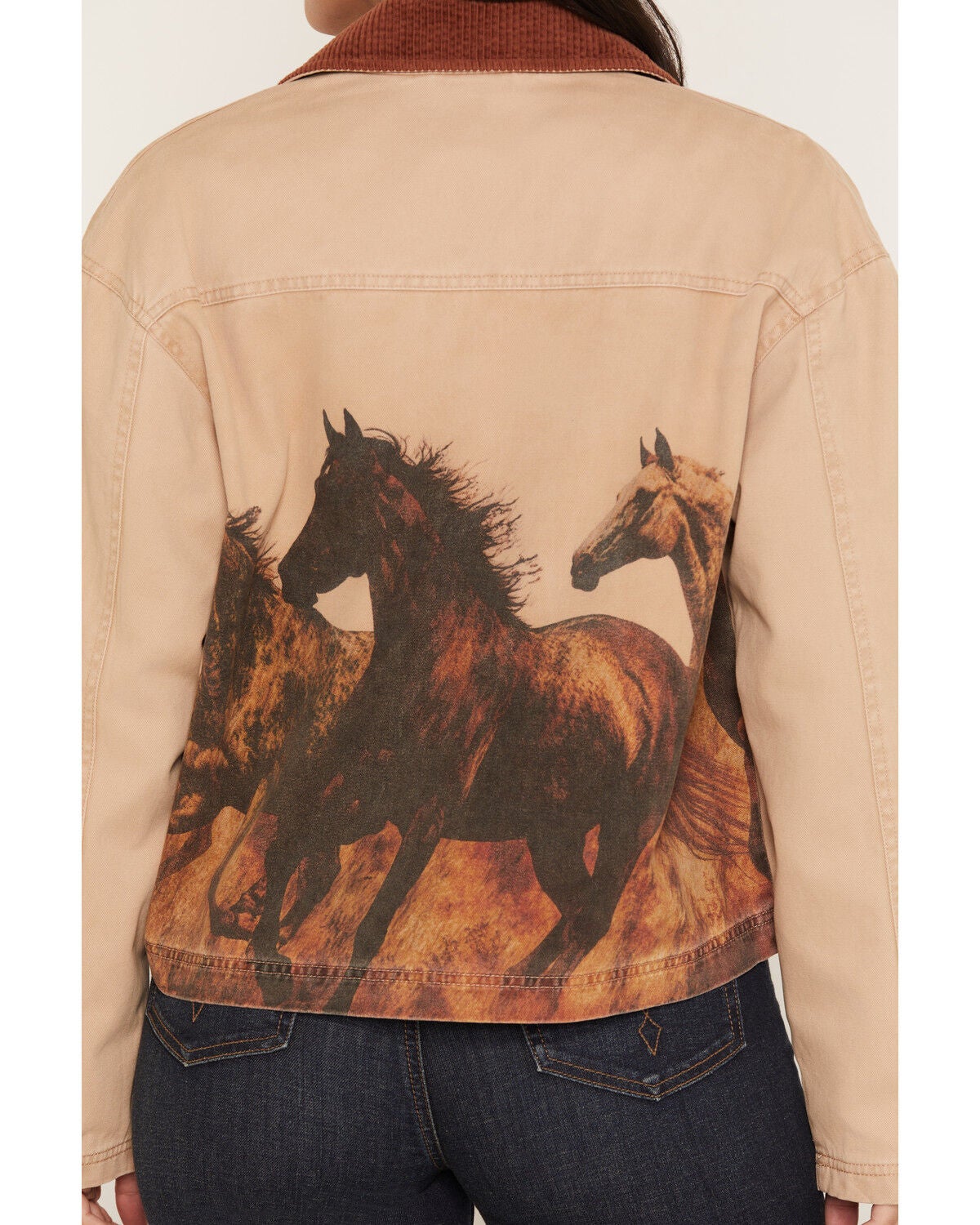 Image #4 - Shyanne Women's Briarwood Horse Graphic Canvas Jacket, Taupe, hi-res