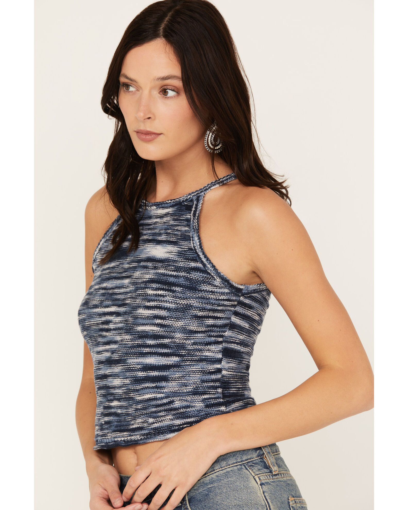 Image #2 - Shyanne Women's Marbled Yarn Sweater Tank, Dark Blue, hi-res