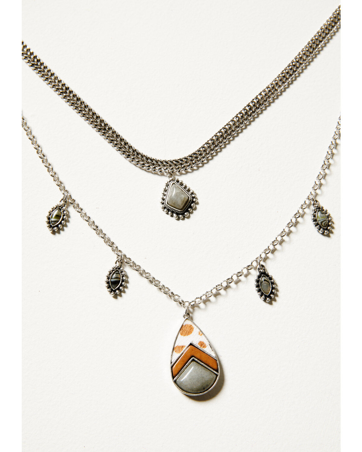 Image #2 - Shyanne Women's Soleil Inlay Teardrop Necklace, Silver, hi-res