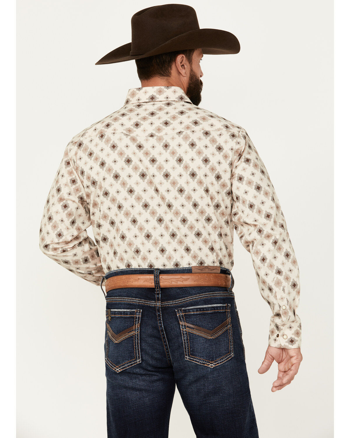 Image #4 - Panhandle Men's Select Medallion Print Long Sleeve Snap Western Shirt, , hi-res