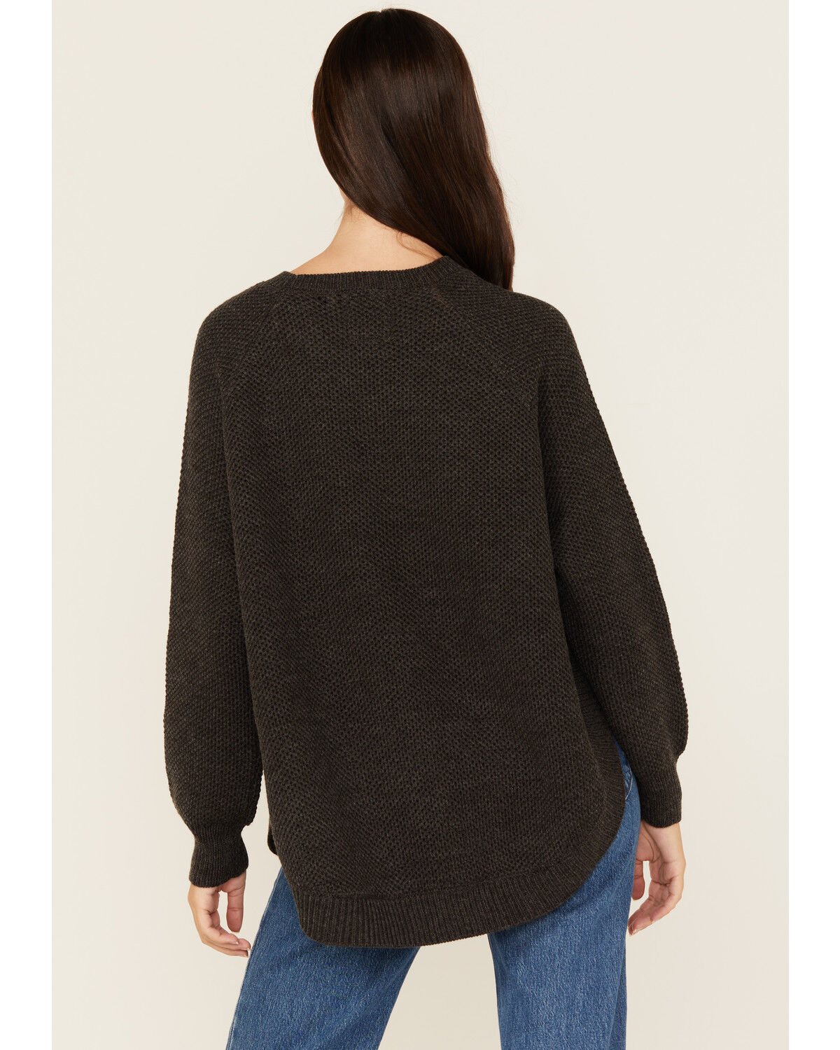 Image #4 - Cotton & Rye Women's Round Bottom Textured Sweater, Charcoal, hi-res