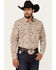 Image #1 - Gibson Men's Jackpot Paisley Print Long Sleeve Snap Western Shirt, Tan, hi-res