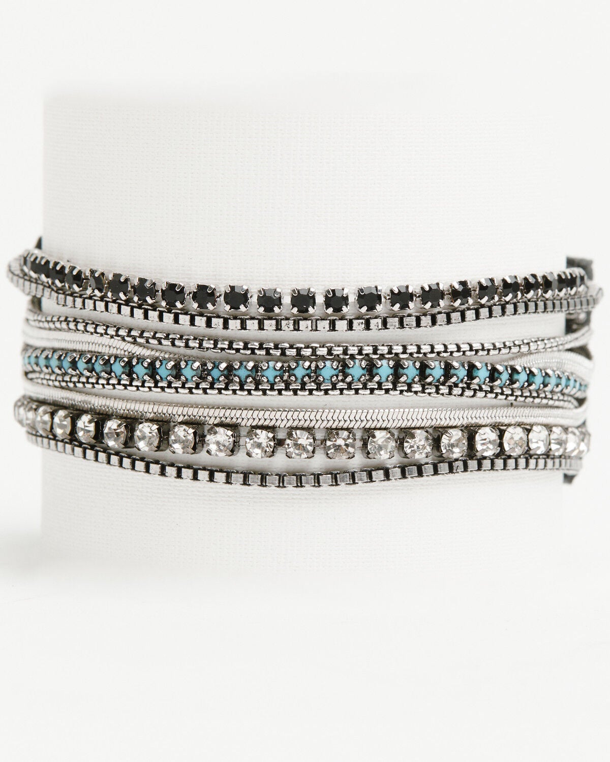 Shyanne Women's Rhinestone Layered Cuff Bracelet, Silver, hi-res