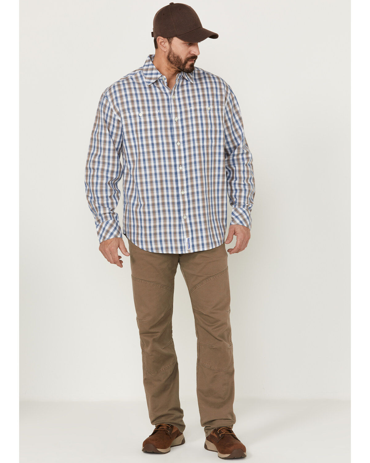Image #2 - Resistol Men's Starke Small Plaid Long Sleeve Button Down Western Shirt, White, hi-res