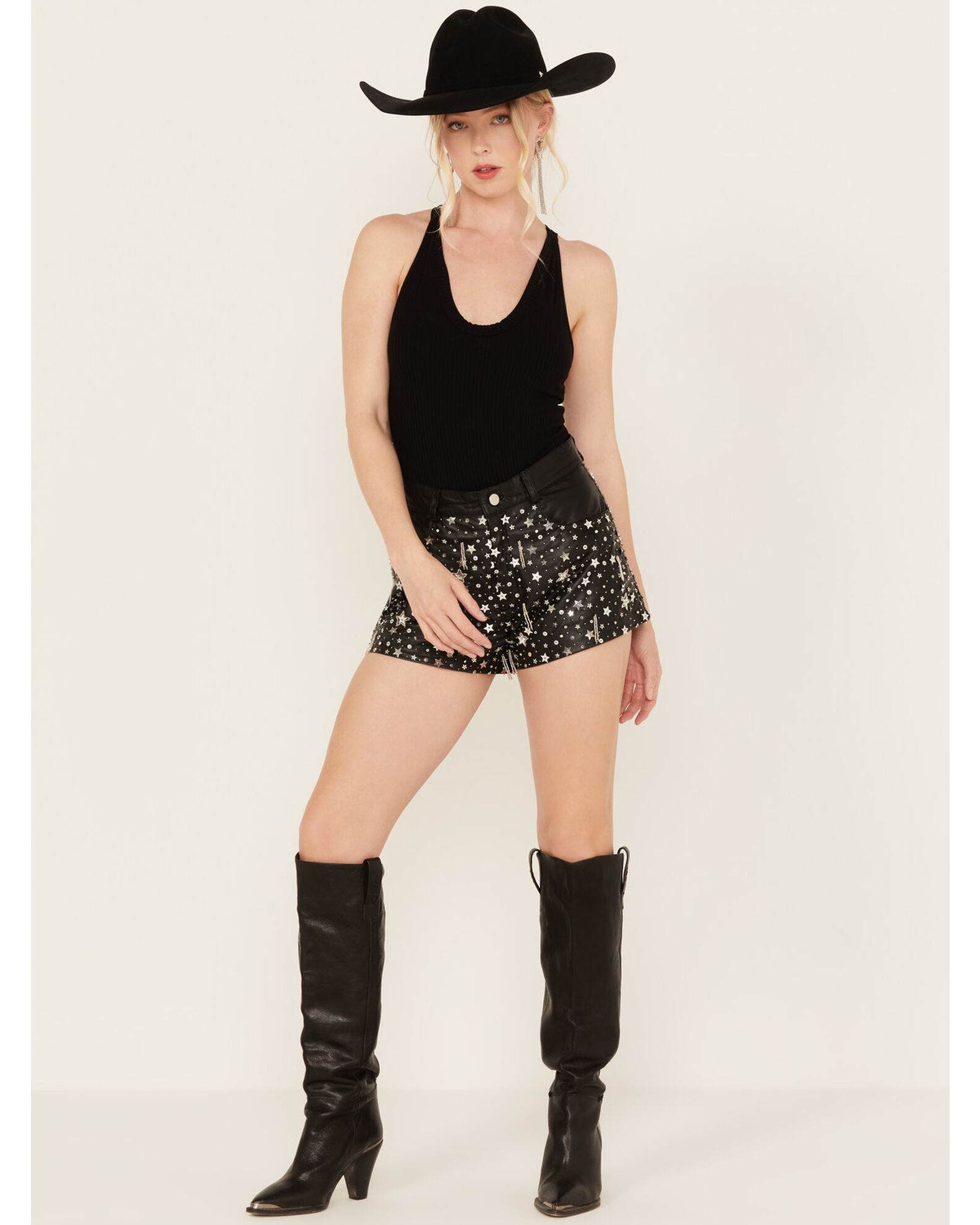 Star leather shorts deals
