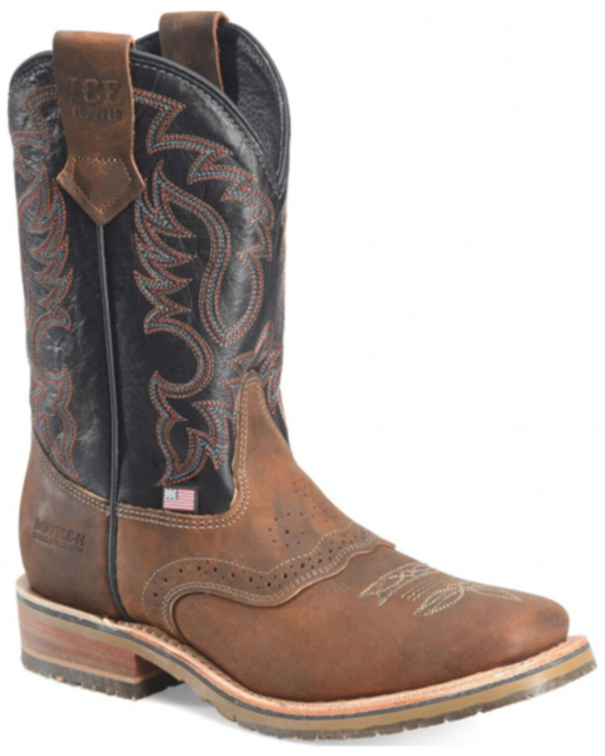 Image #1 - Double H Men's 11" Union Built Roper Performance Western Boots - Broad Square Toe, Brown, hi-res