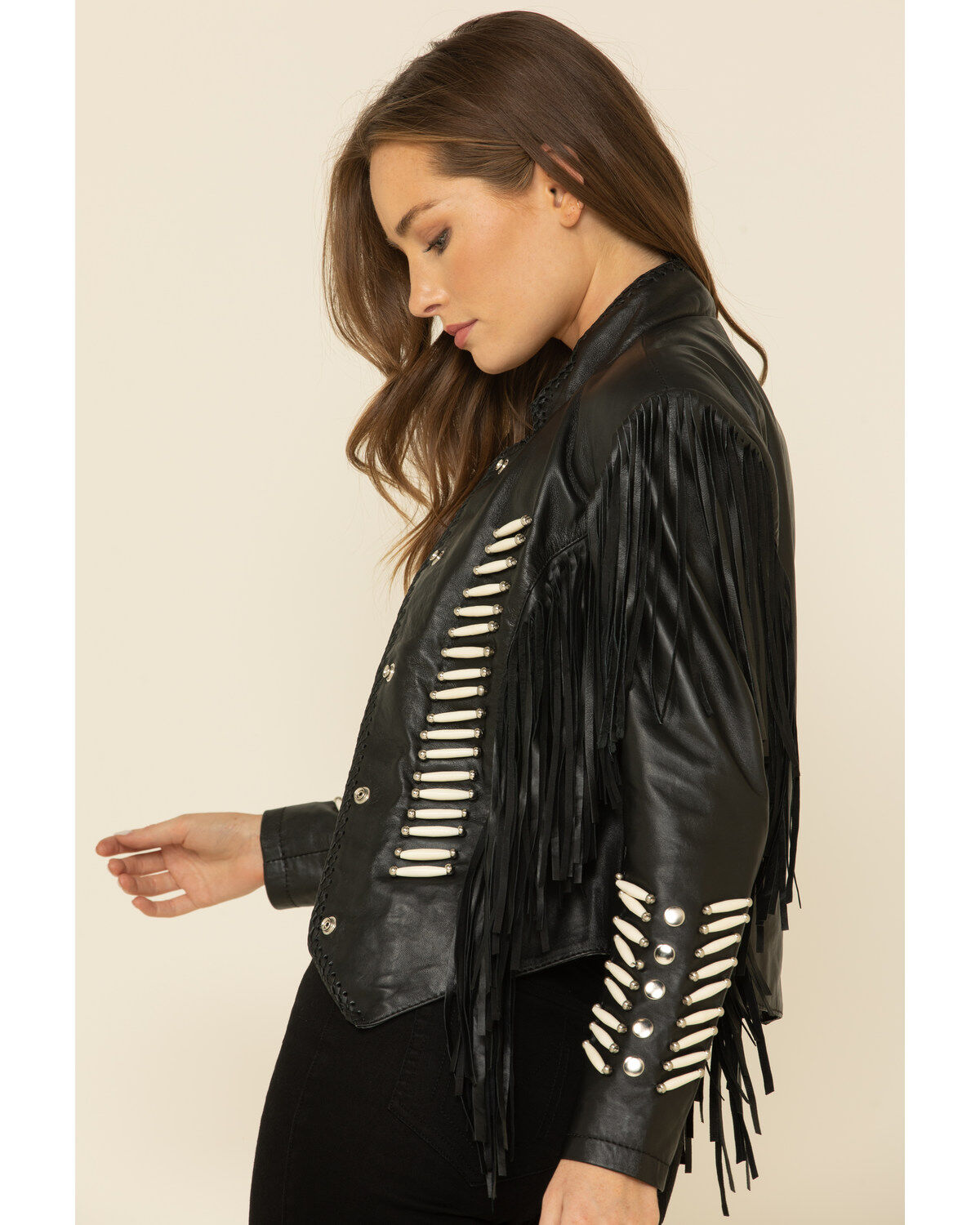 Image #4 - Liberty Wear Women's Black Fringe Sheep Napa Jacket, Black, hi-res