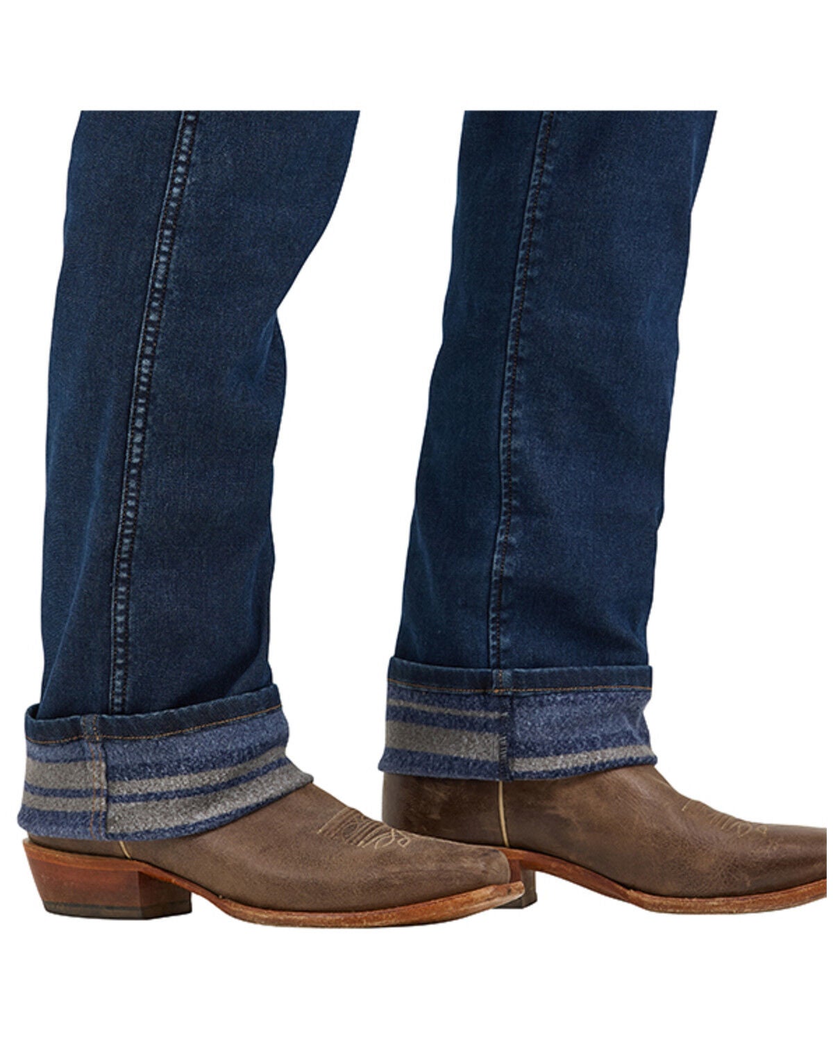 Wrangler Men's 14MWZ Cowboy Cut Dark Wash Flannel Lined Straight Stre
