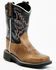 Image #1 - Old West Boys' Leather Work Rubber Western Boots - Square Toe, Tan, hi-res