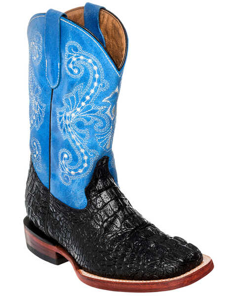 Image #1 - Ferrini Girls' Crocodile Print Cowgirl Boots - Square Toe, , hi-res