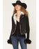 Image #1 - Panhandle Slim Women's Microsuede Embroidered Button-Down Vest, Black, hi-res