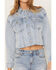 Cleo + Wolf Women's Light Wash Stretch Desert Scene Embroidered Cropped Denim Jacket, Light Wash, hi-res