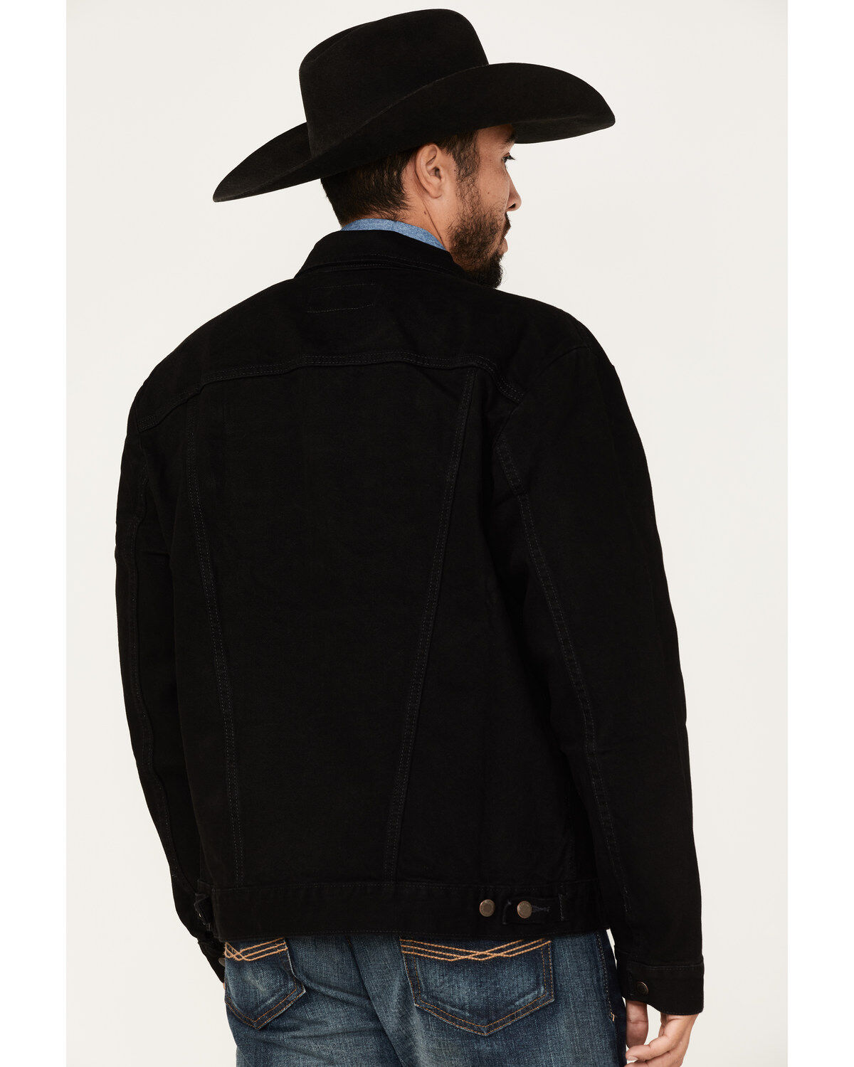 Image #4 - Wrangler Men's Shadow Black Unlined Button-Down Denim Jacket, Black, hi-res