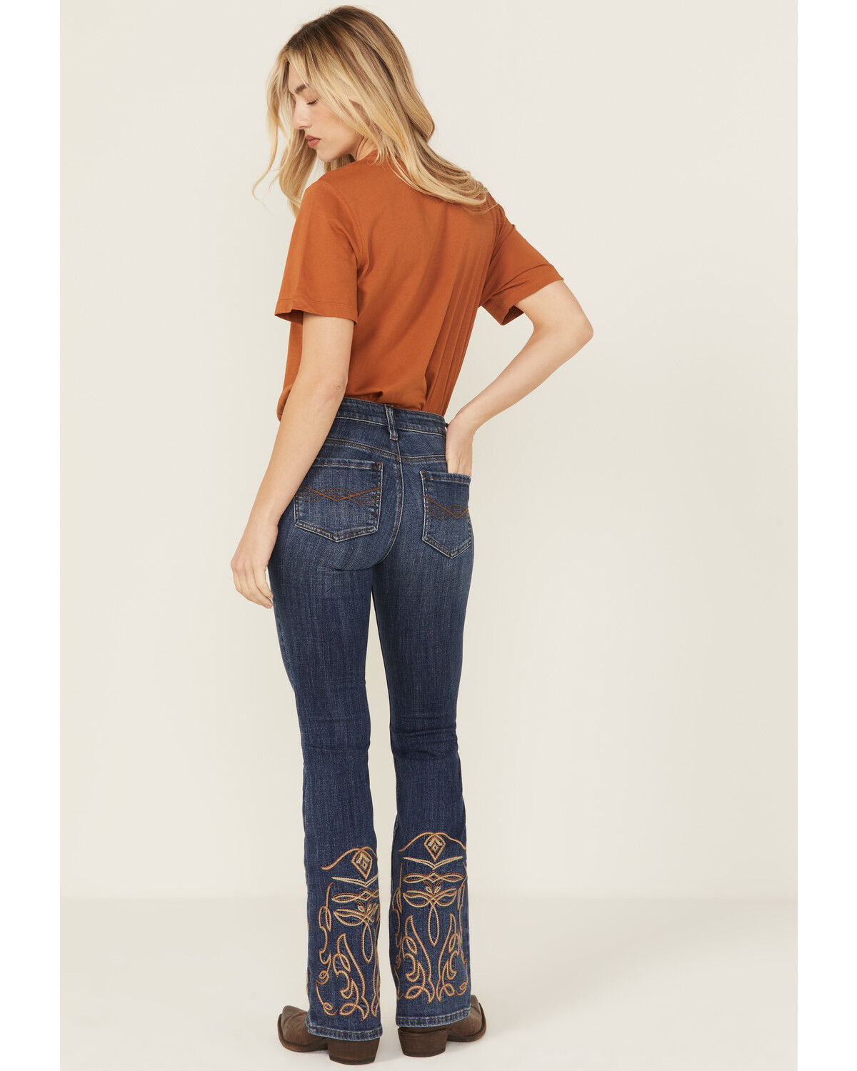 Product Name:  Idyllwind Women's Hawkins Dark Wash Rebel Mid Rise Boot Stitch Super Stretch Denim Jeans