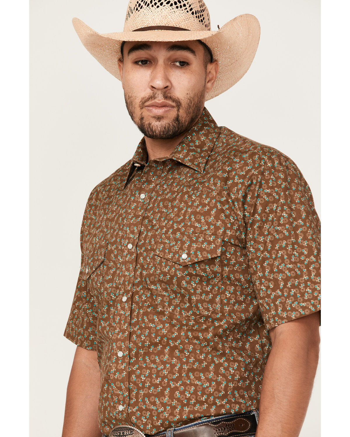 Image #2 - Roper Men's Classic Floral Print Short Sleeve Pearl Snap Western Shirt, , hi-res