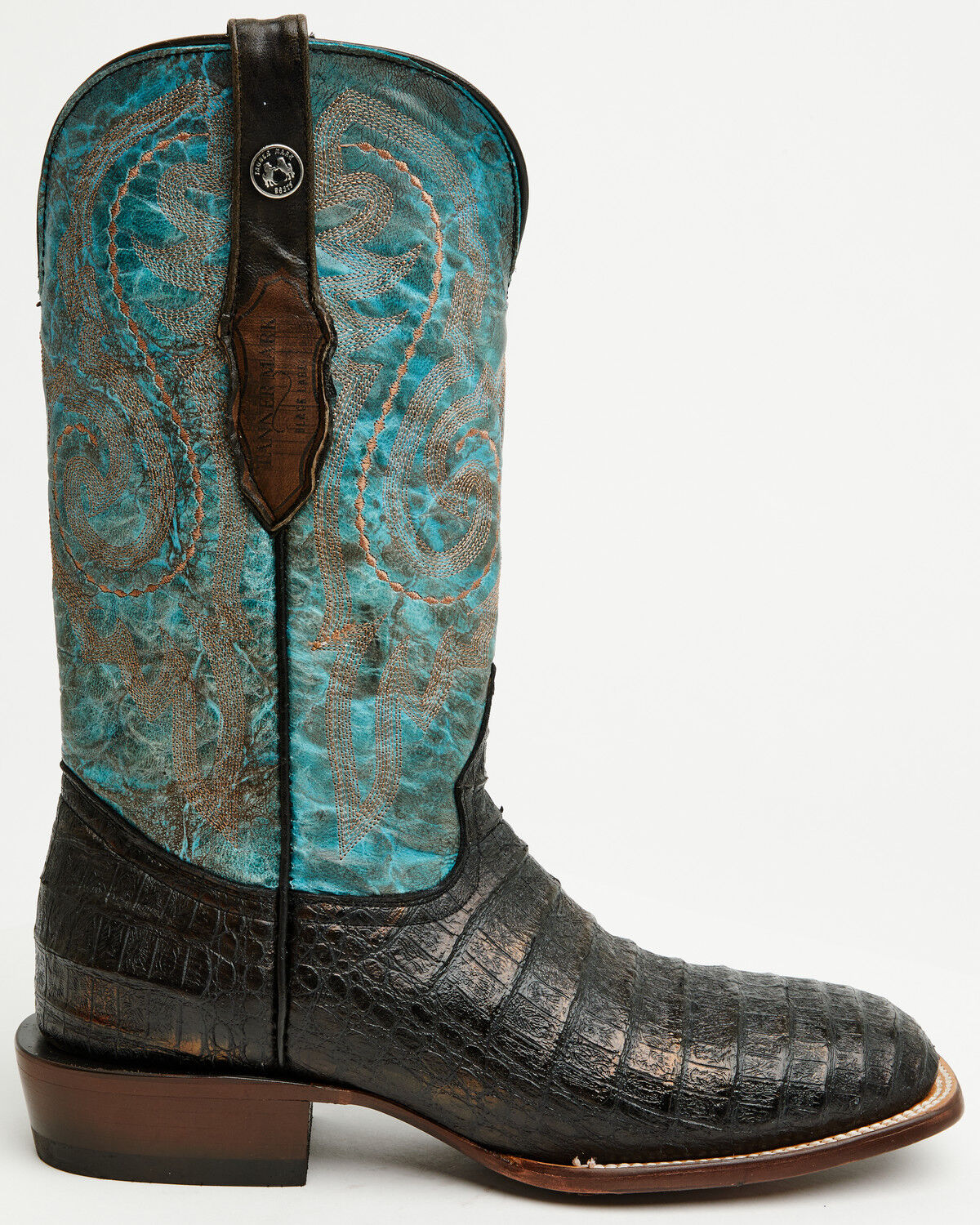 Tanner Mark Men's Caiman Print Western Boots - Broad Square Toe