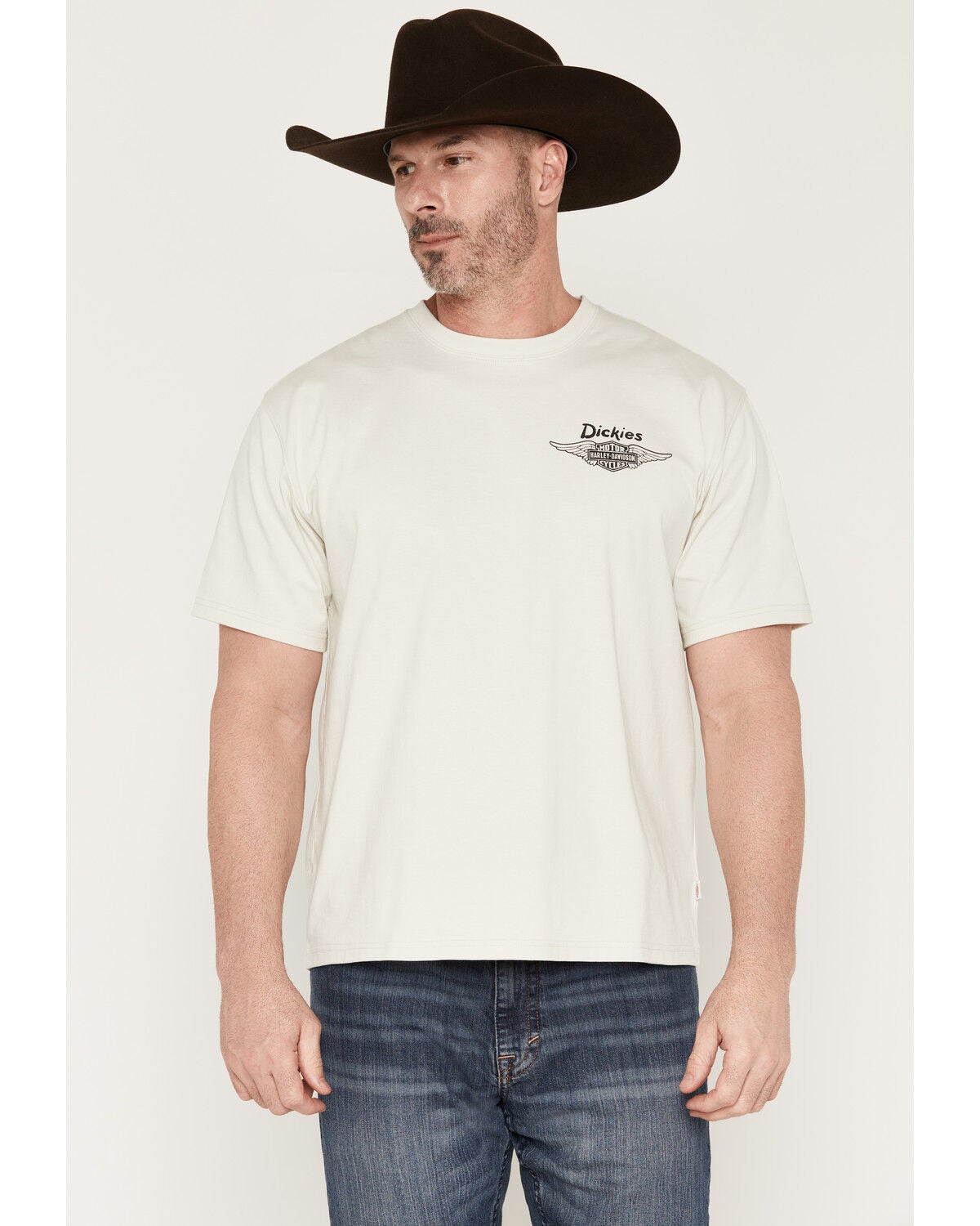 Image #2 - Dickies X Harley Davidson Men's Cowboy Short Sleeve Graphic Tee, Cream, hi-res