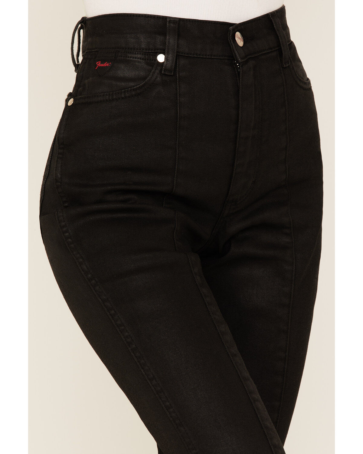 Image #2 - Wrangler X Fender Women's Wrock Cropped Flare Jeans, Black, hi-res
