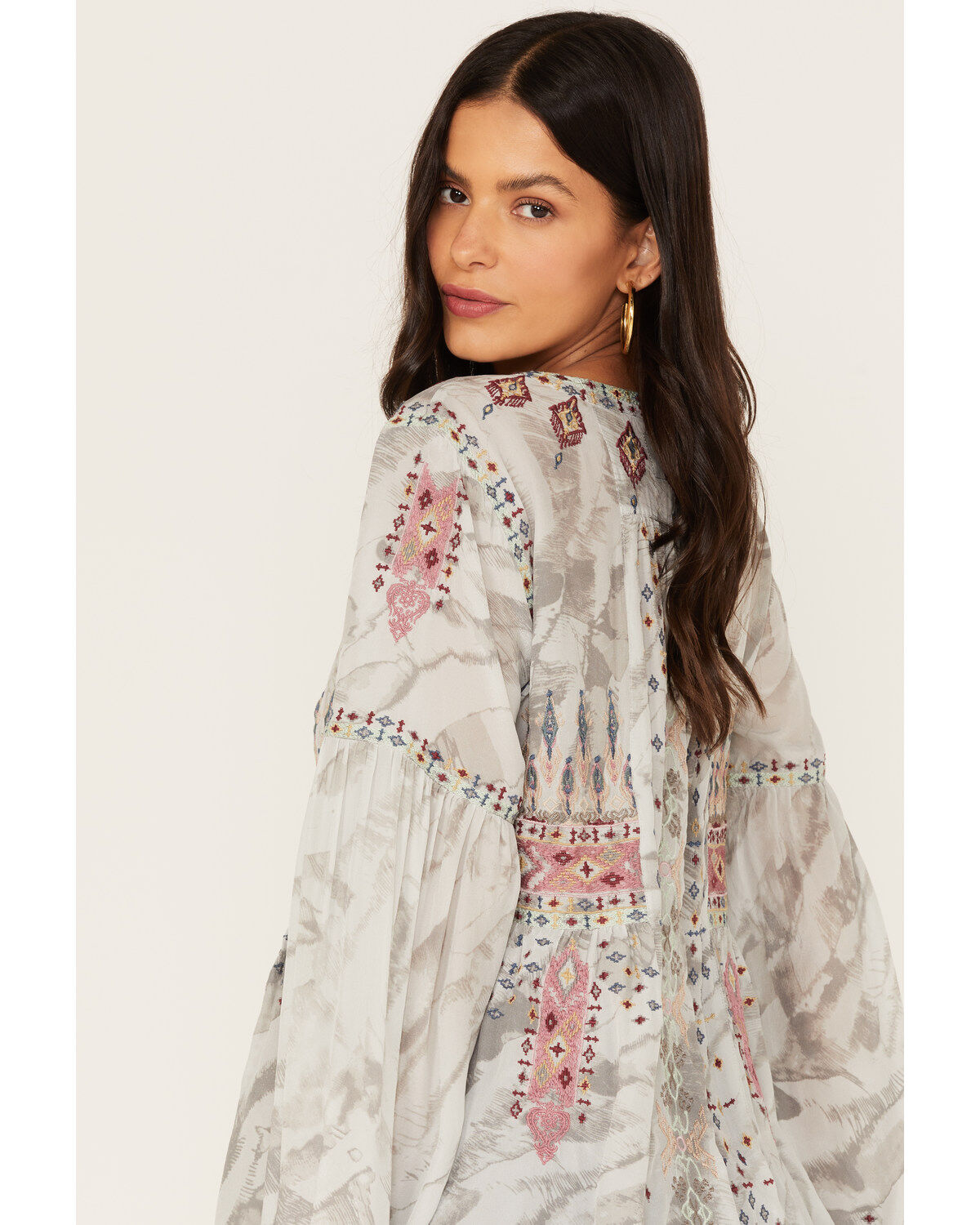 Image #2 - Johnny Was Women's Deliza Embroidered Silk Blouse, Multi, hi-res