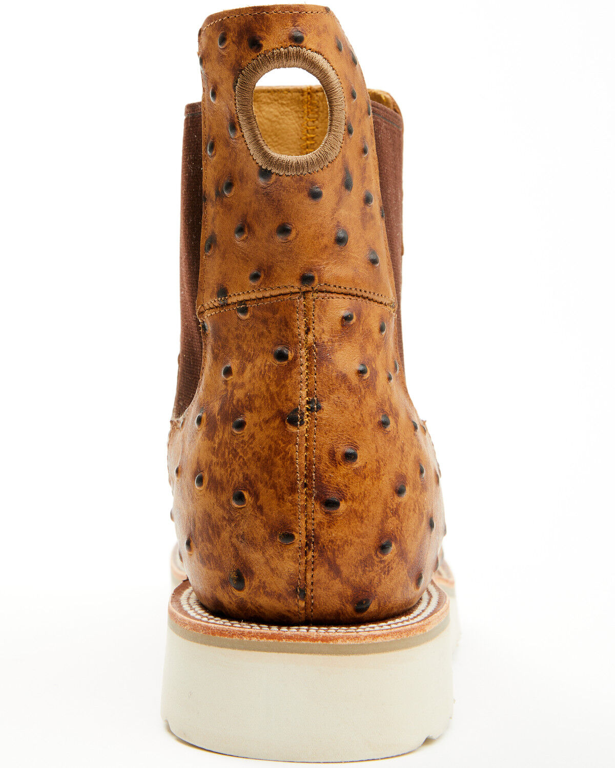 Image #5 - Horse Power Men's Saddle Ostrich Print Chelsea Boots - Square Toe, Tan, hi-res