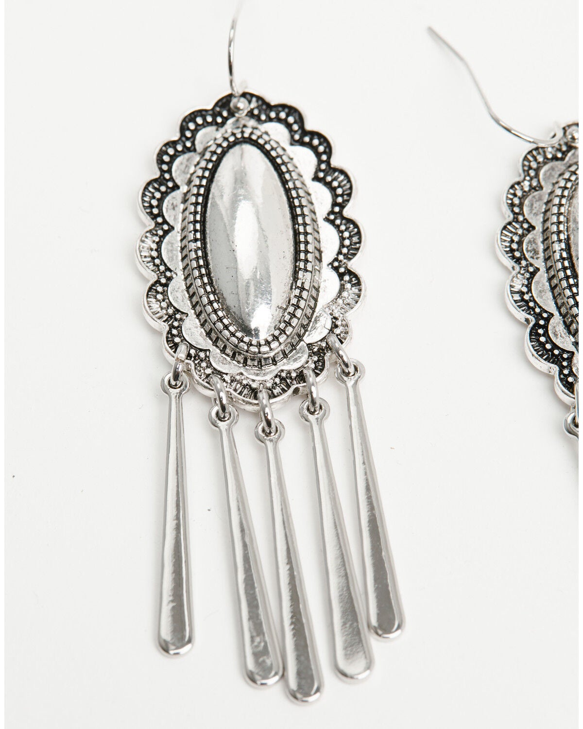 Image #2 - Shyanne Women's Concho Fringe Earrings, Silver, hi-res