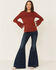 Image #2 - Moa Moa Women's Rust Brushed Thermal Bell Sleeve Top, Rust Copper, hi-res