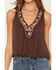Image #3 - Shyanne Women's Evers Floral Embroidered Sleeveless Tank Top, Dark Brown, hi-res