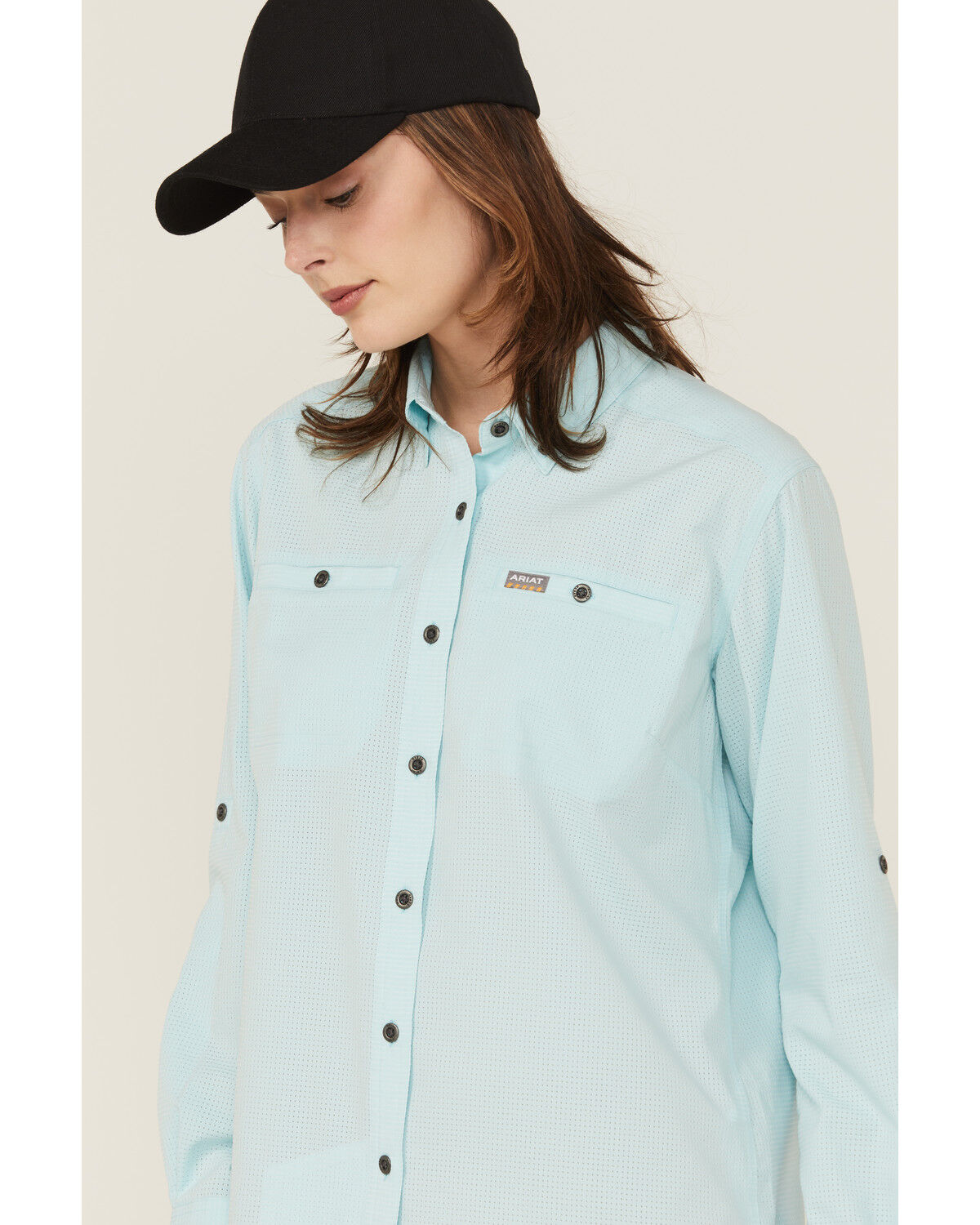 Image #2 - Ariat Women's Rebar Made Tough 360 Long Sleeve Button-Down Work Shirt, Blue, hi-res