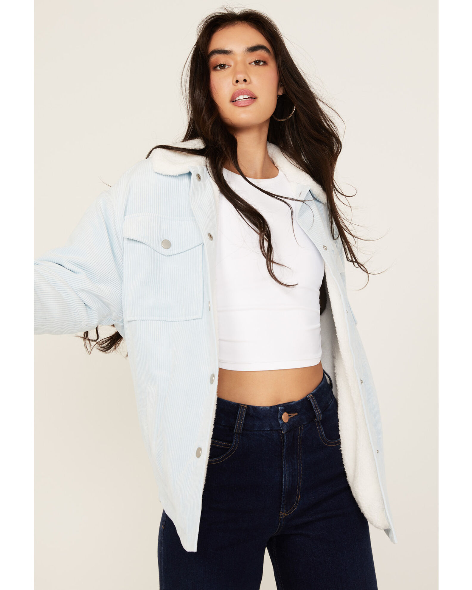 Corduroy sherpa jacket women's cheap