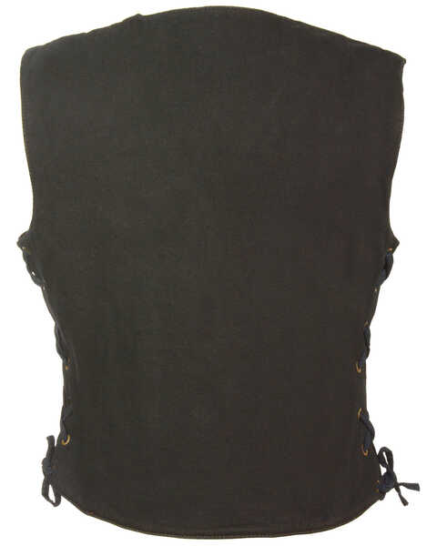 Image #2 - Milwaukee Leather Women's 6 Pocket Side Lace Denim Vest, Black, hi-res