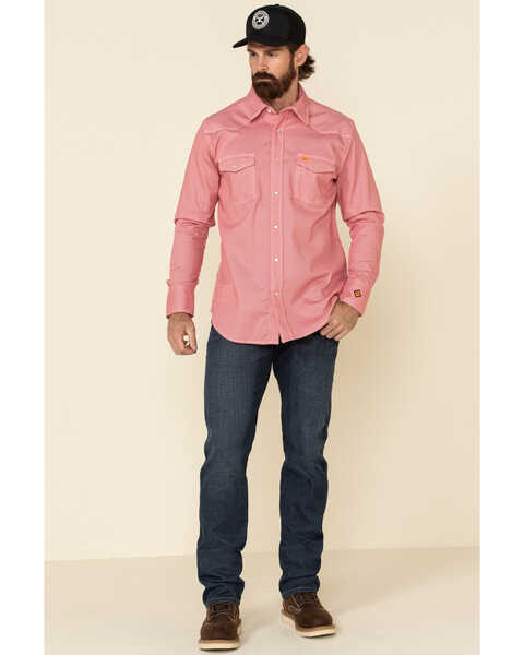 Image #2 - Wrangler 20X FR Men's Red Small Geo Print Long Sleeve Work Shirt , , hi-res