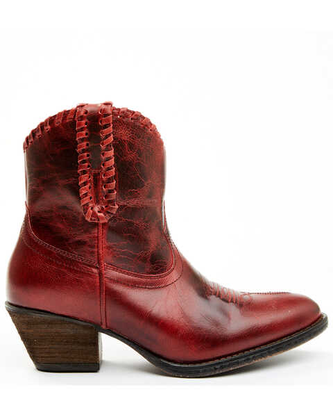 Image #2 - Shyanne Women's Sawyer Omaha Goat Western Fashion Booties - Round Toe , Red, hi-res