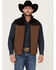 Image #1 - Cinch Men's Canvas Reversible Quilted Striped Zip Vest, Brown, hi-res