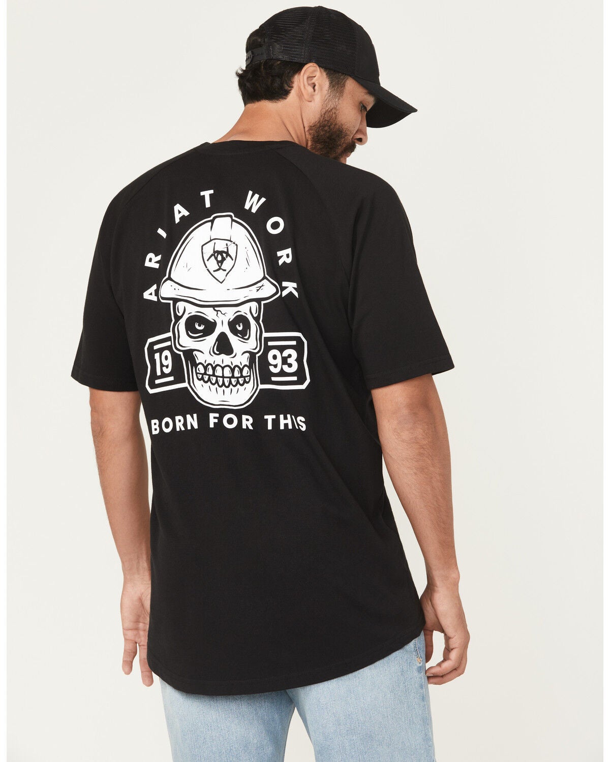 Ariat Men's Rebar Cotton Strong Headhard Short Sleeve Work T-Shirt, Black, hi-res