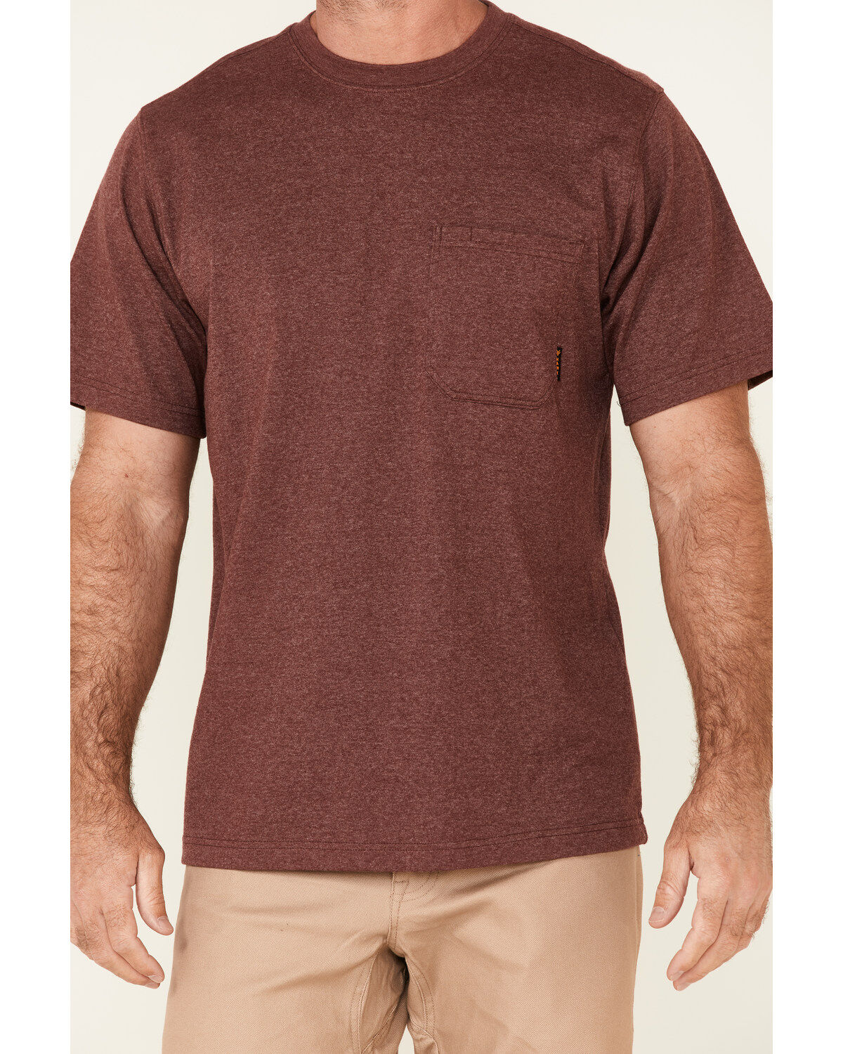 Image #3 - Hawx Men's Solid Burgundy Forge Short Sleeve Work Pocket T-Shirt, Burgundy, hi-res