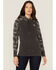 Hooey Women's Rope Like A Girl Bandana Print Pullover Hoodie Sweatshirt, Charcoal, hi-res
