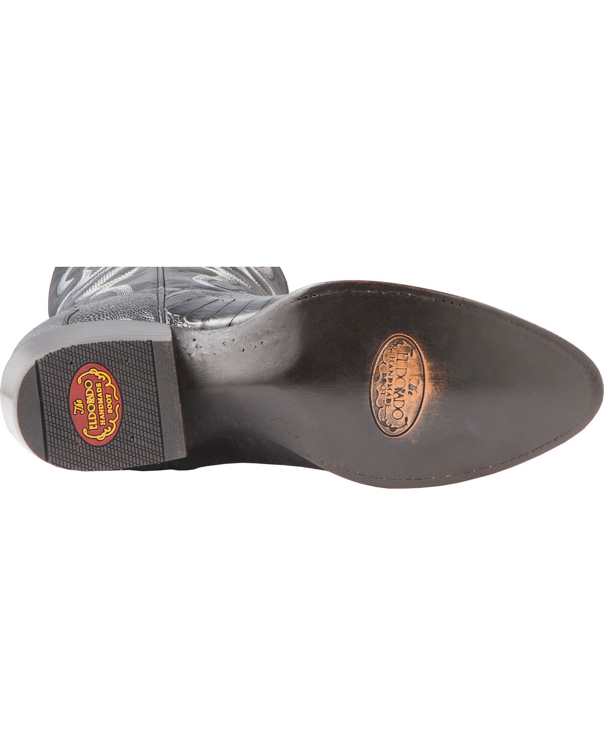 Image #5 - El Dorado Men's Handmade Ostrich Leg Western Boots - Round Toe, Black, hi-res